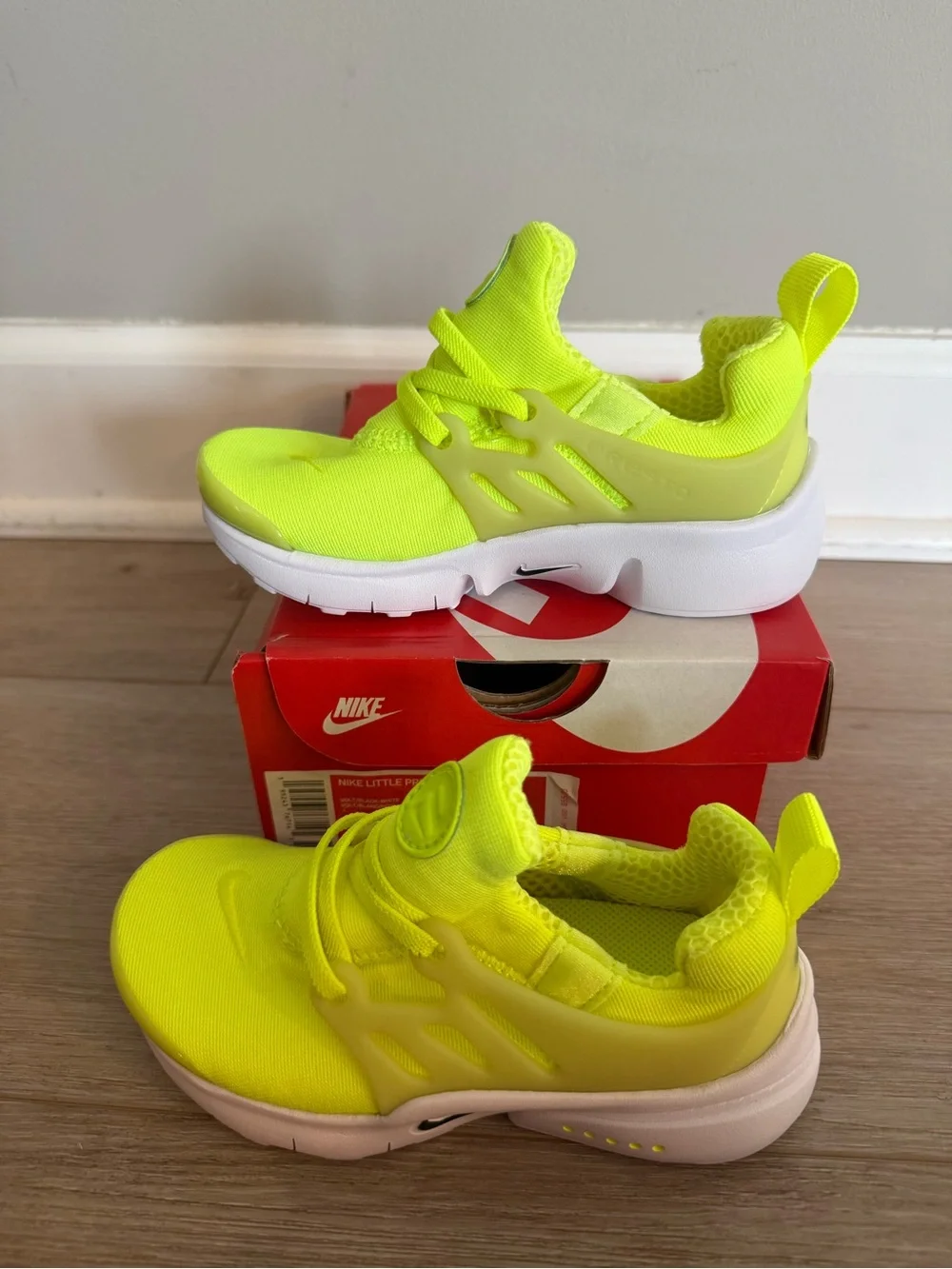 Nike Little Presto Neon Yellow Volt Athletic Slip-On Sneakers